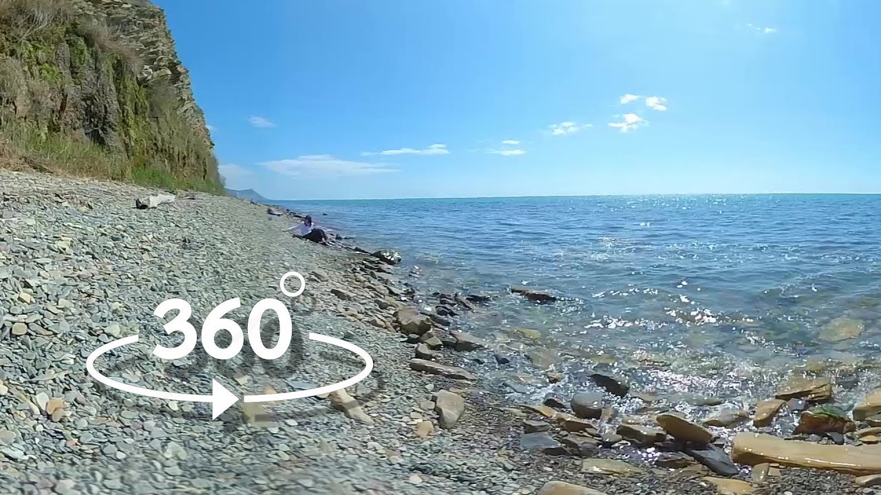 Анапа. Море в обрамлении скал и шум волн - VR