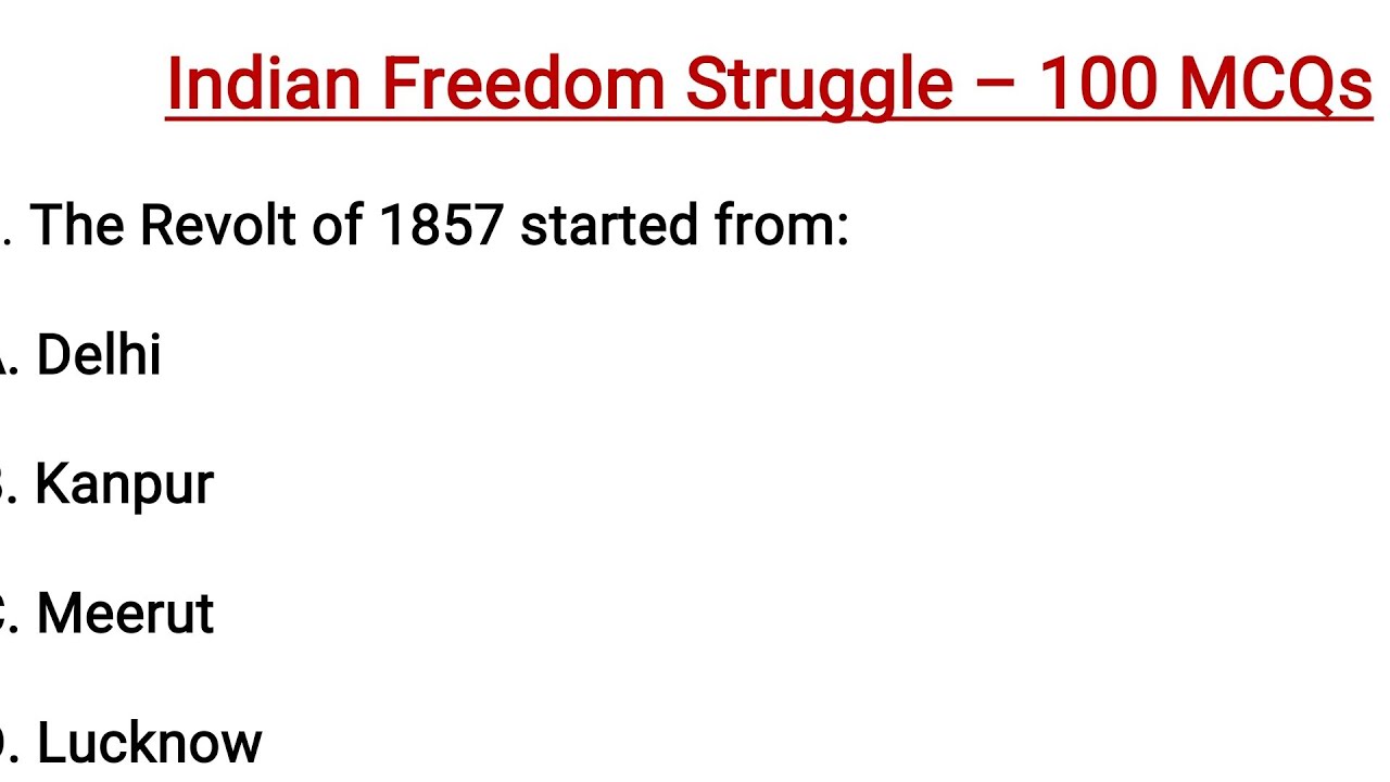 100 mcqs on freedom struggle movement for jkssb junior assistant exam || indian freedom struggle mcq