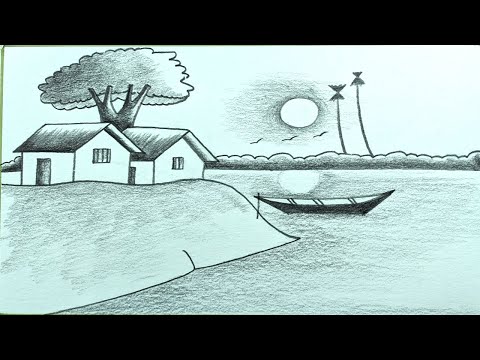 How to draw Beautiful Sunset scenery with pencil, Pencil Sketch drawing  2021 | Nature sketches pencil, Drawing sketches, Scenery drawing pencil