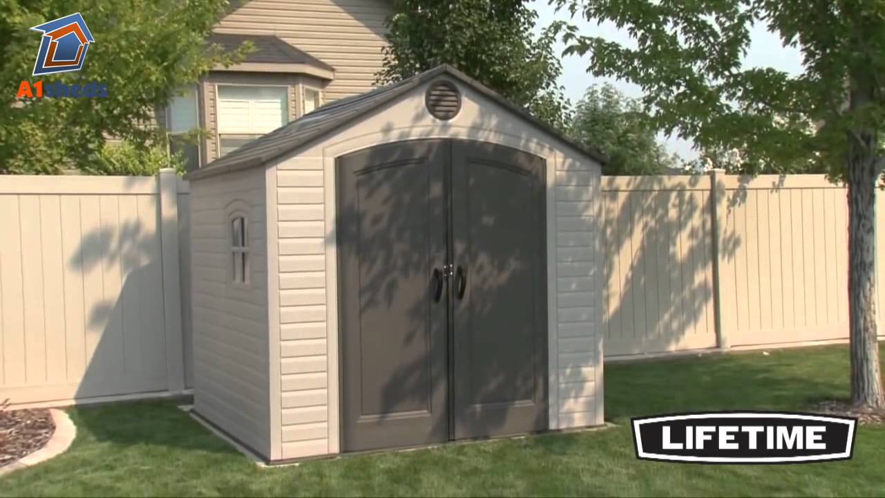 lifetime 8x7.5 plastic shed - youtube