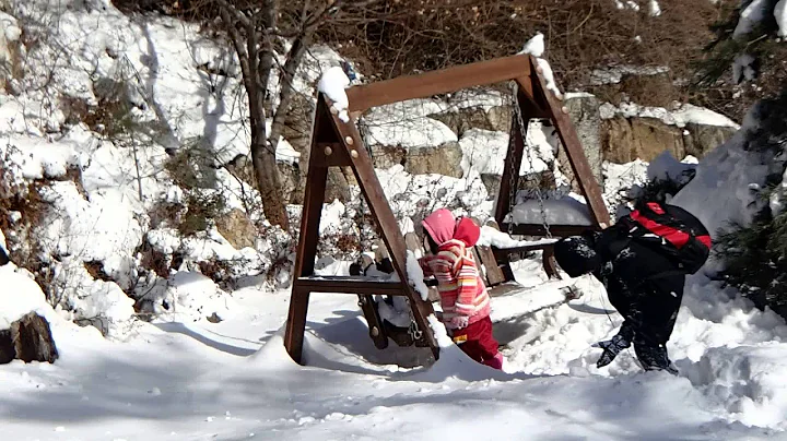 Playing with snow in Korea