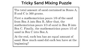 Can You Solve The Sand Mixing Riddle? (Homework In Singapore)