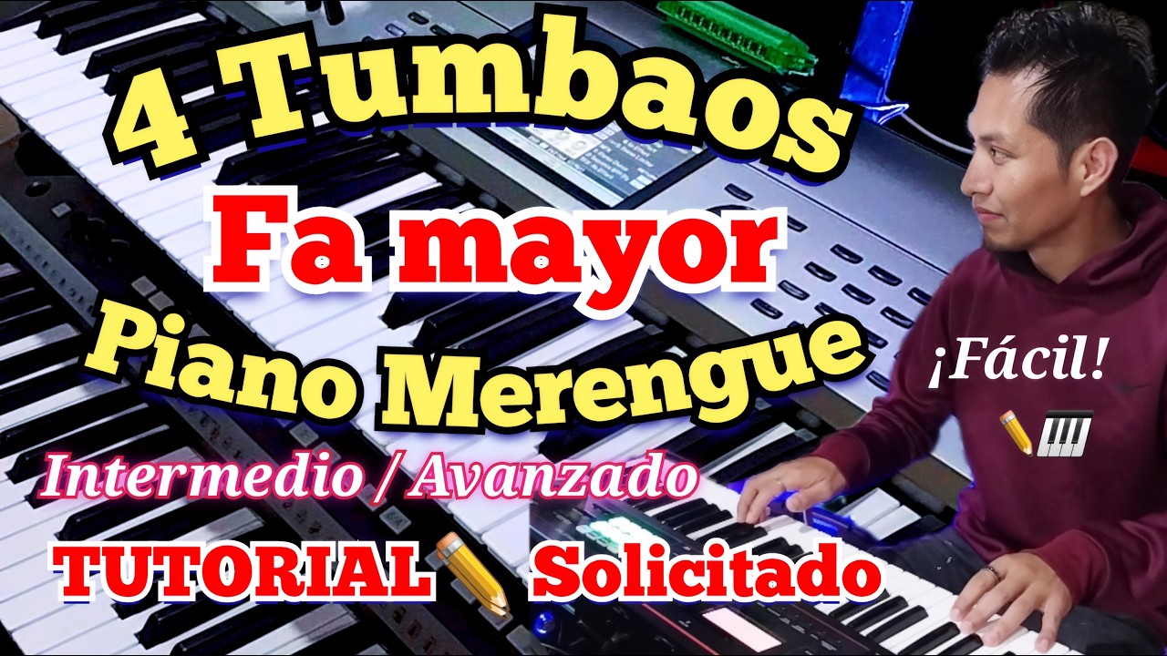 TUTORIAL - 4 Progresiones en Fa mayor PIANO Merengue | nivel Intermedio y avanzado