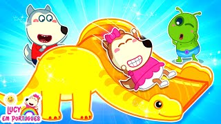 Lucy E Seu Irmão Fazem Slides De Dinossauros Coloridos (1 Hora) - Irmão E Irmã | @lucyemportugues