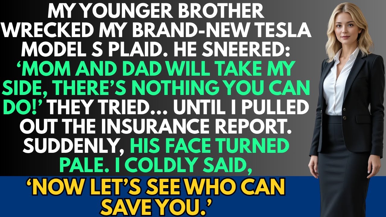 My younger brother totaled my brand-new Tesla Model S Plaid, then smirked: ‘Mom and…’