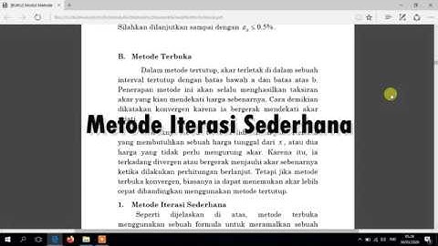 Penjelasan Metode Iterasi Sederhana