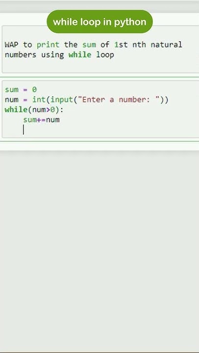 sum of natural number using while loop in pyt | while loop in python ...