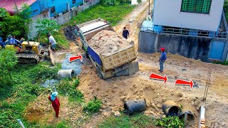 Start A New Project! Bulldozer D20 & 5Ton Dump Truck Push Soil Filling Land Around House Ep1