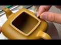 The amazing process of handmaking traditional chinese purple sand square teapots