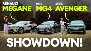 New Renault Megane vs MG4 Extended Range vs Jeep Avenger. Family electric SHOWDOWN | Electrifying