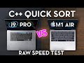 M1 MacBook Air vs Intel i9 MacBook Pro Sorting 1000000 Items