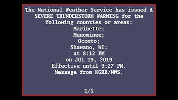 EAS Reenactment Mock: Very dangerous storms impacting north central Wisconsin - 07/19/2019