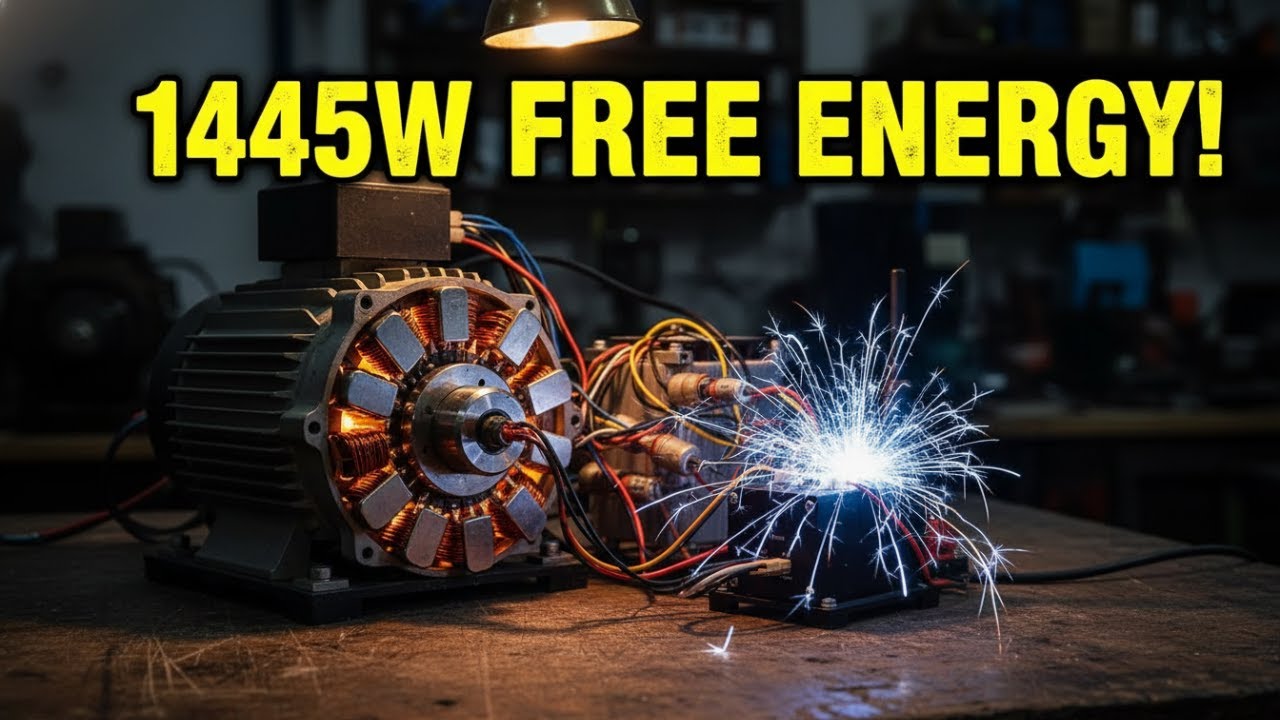 Генератор свободной энергии мощностью 1445 Вт, конденсатор, резистор, магниты, медные катушки, тр...