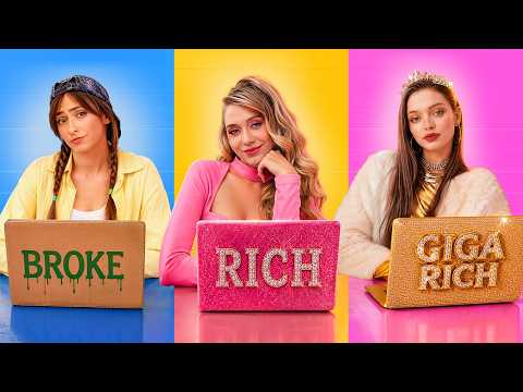 Secret Room Challenge: Rich vs. Poor vs. Giga Rich Girl! Cardboard vs. Luxury Build