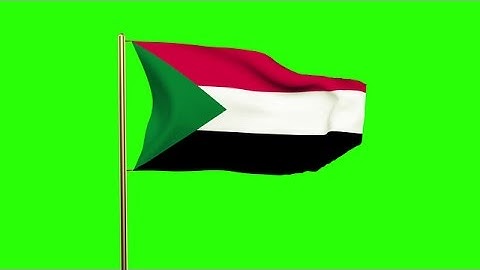 Sudan Flag Waving In The Wind. Green Screen, Alpha Matte. Loopable Animation Stock Animation