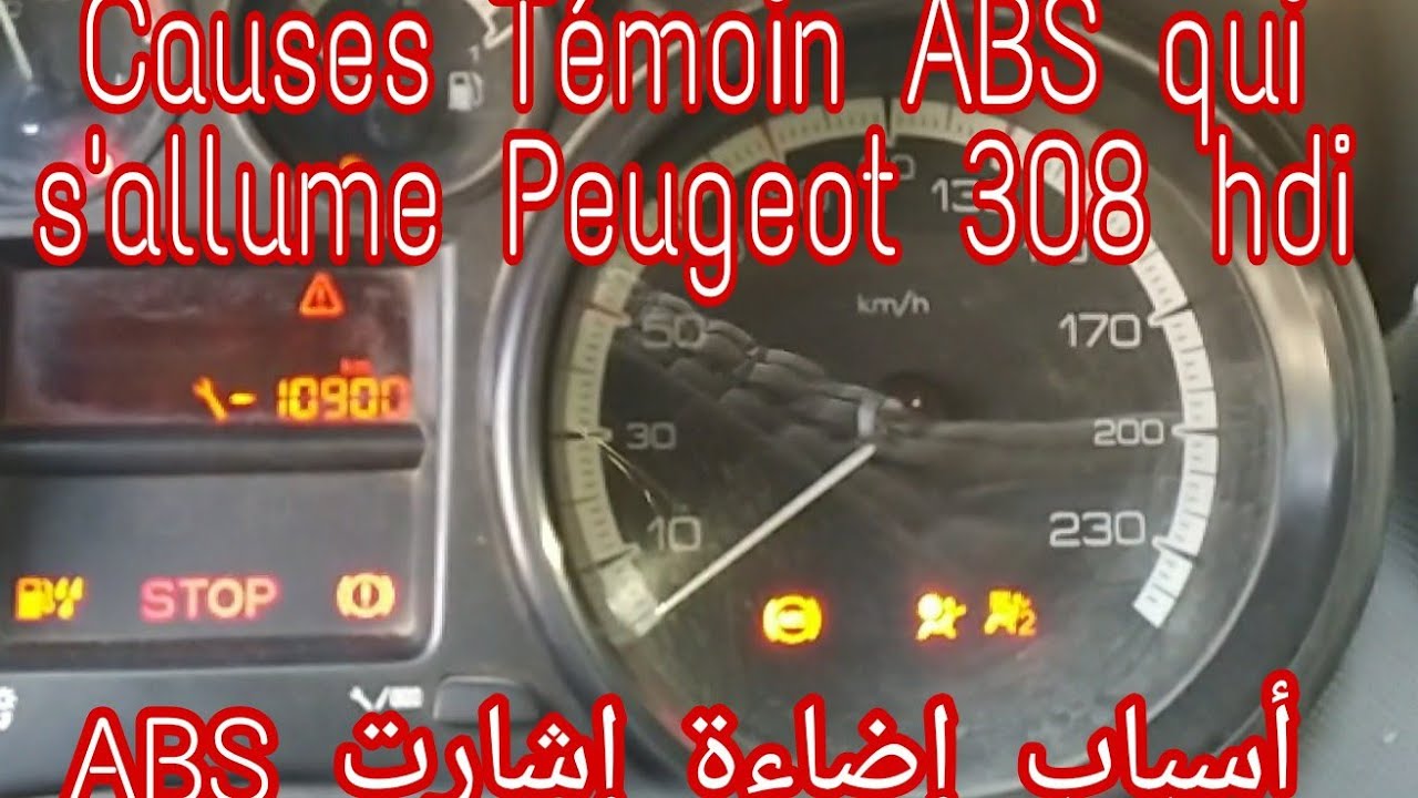 Causes Témoin ABS qui s'allume Peugeot 308 HDi 1.6 أسرار إضاءة ABS بيجو 1.6  hdi
