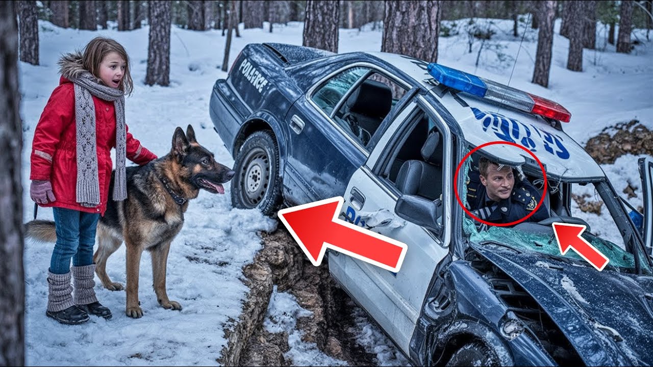 Mädchen und Hund fanden ein Polizeiauto nach einem Unfall im Schnee – die Stadt war geschockt