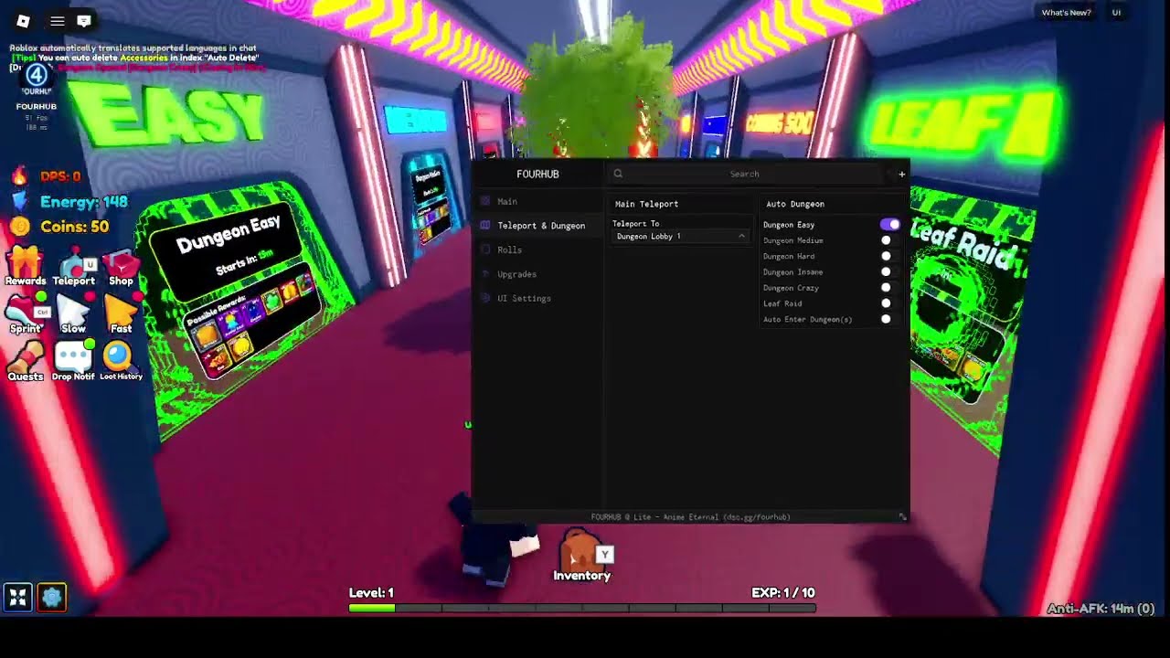 ⚔️ Anime Eternal – FourHub NO KEY Script Is CRAZY! Auto Farm • Auto Dungeon • More