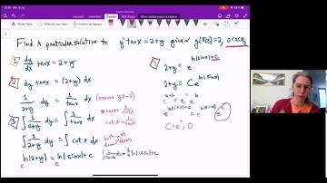 Differential Equation Example 2: with trig and e^(f(x)+c)