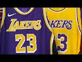 Lebron James Nike Authentic Lakers Jersey Gold and Purple