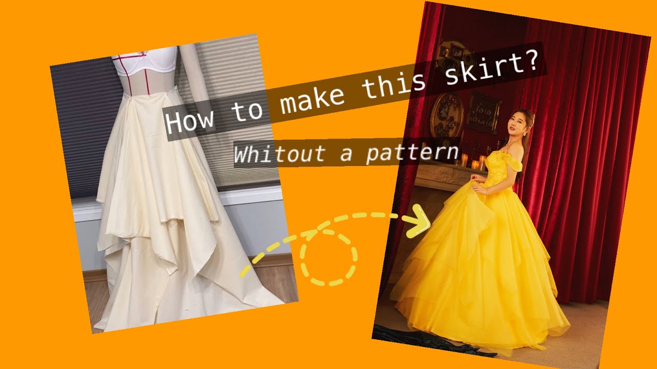 [패턴없이 벨 스커트 만들기!]/쏘잉튜토리얼/SEWING/드레스만들기/셀프웨딩드레스만들기/디즈니드레스만들기/러플스커트만들기