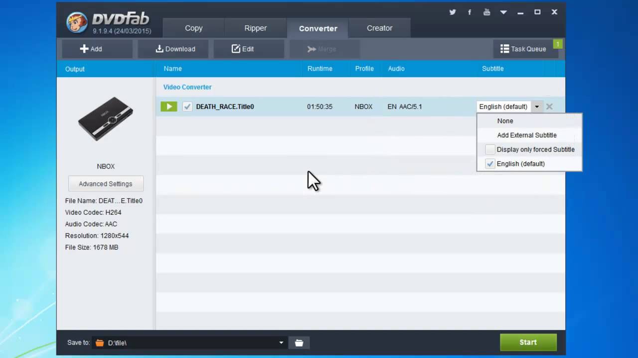 How to convert video to TV Box with DVDFab?