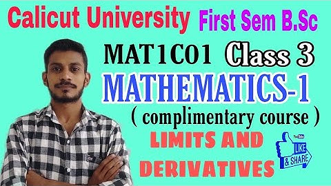 Limits and Derivatives | Part 3 | Calicut University B.Sc Degree Complementary Maths