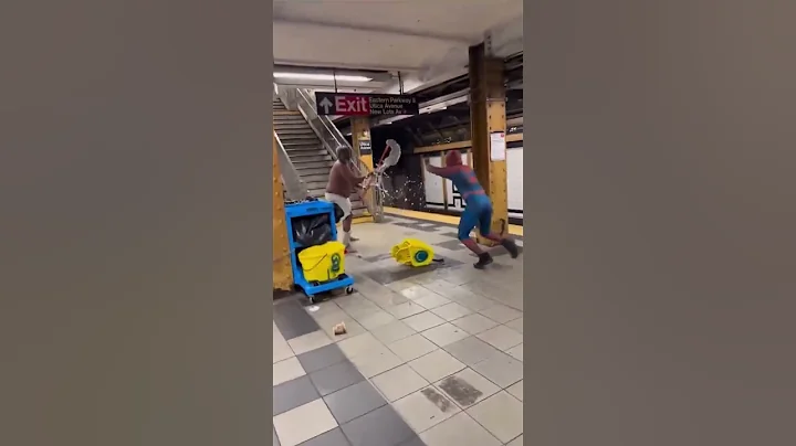 Spiderman in New York subway