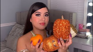 ASMR tapping and scratching textured pumpkins 🎃🍂