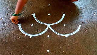 Aadi18 simple kolam|5*1Aadivelli villaku kolam|Aadiperuku kolam|Diyamuggulu|bird kolam Superrangoli