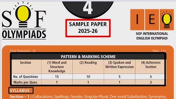SOF IEO /International English Olympiad CLASS 4 SAMPLE PAPER 2025-26 with explanation /Olympiad 2025