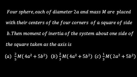 Four sphere each of diameter 2a and mass M placed with their centers of the four corners of a square