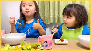 【最高のカレー】３歳児が作った晩ご飯をいただきます！🍛【ちびっこモッパン】