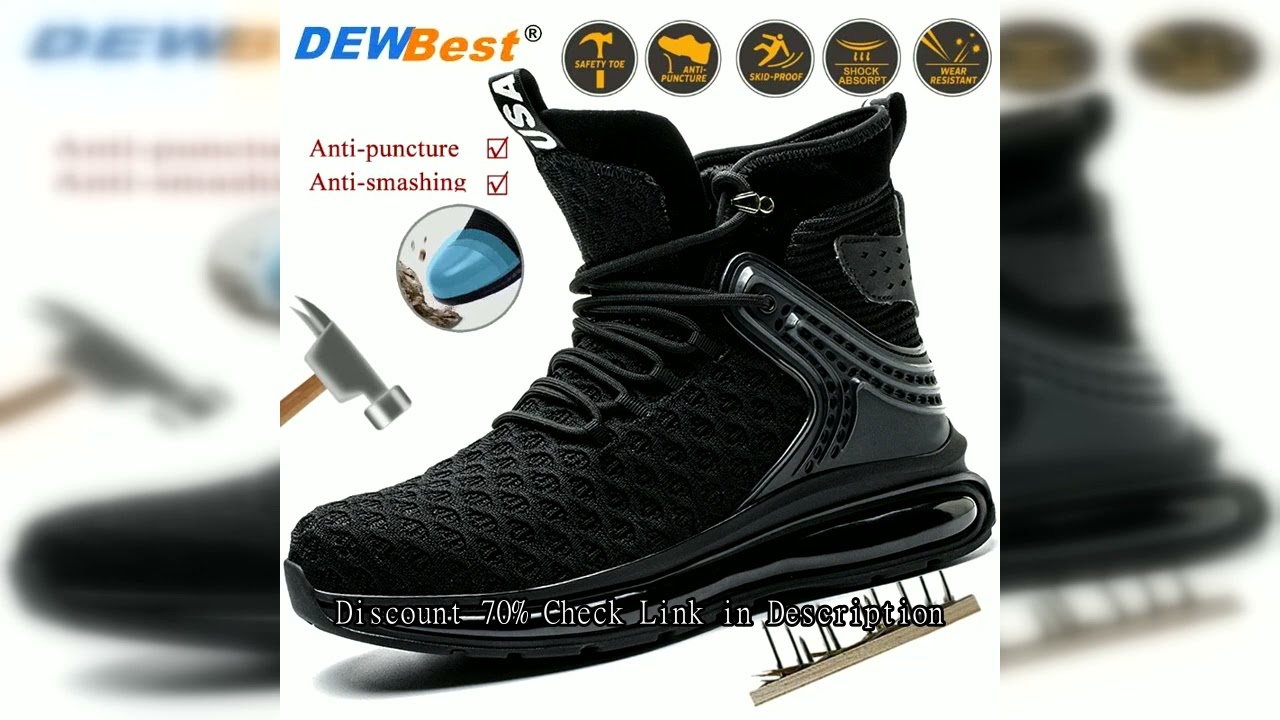 Men's new anti-smash and anti-puncture steel toe safety work boots Anti-skid protection men's shoes