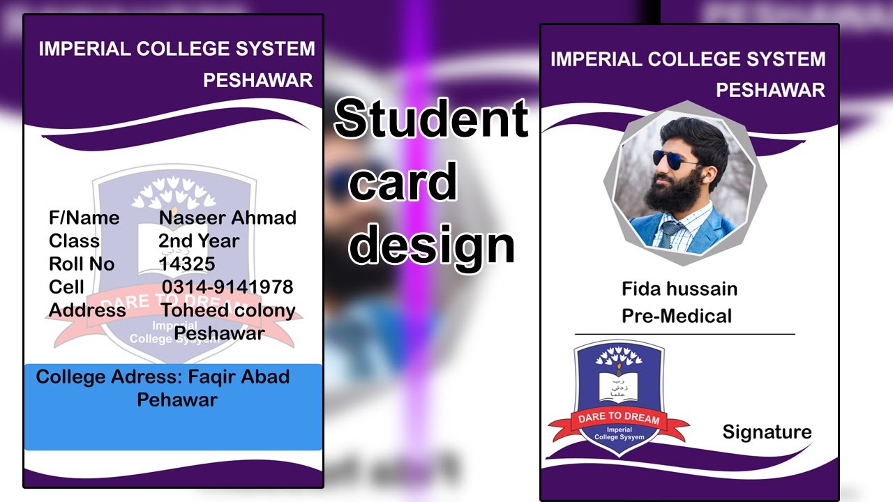 how to Design a student id card in adobe Photoshop ccStudent Card Intended For College Id Card Template Psd