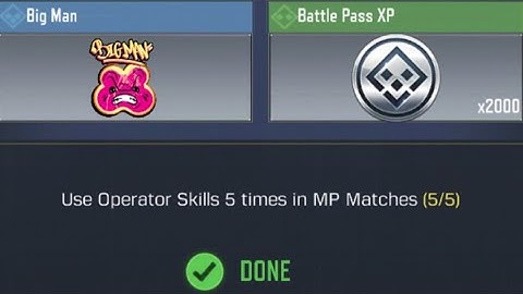 Call Of Duty Mobile Use Operator Skills 5 times in MP Matches Task Complete