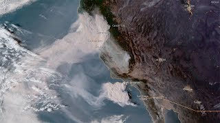 New satellite imagery from noaa shows the sheer scope of devastating
wildfires burning throughout california. time-lapse agency's goes-e...