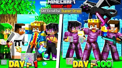 100 DAYS BUT ORES ARE SUPER OP IN MINECRAFT HARDCORE 😱