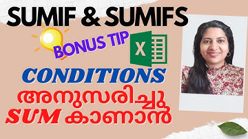 Find Sum Based on Multiple Criterias SumIF and SumIFS Microsoft Excel Malayalayam Tutorial