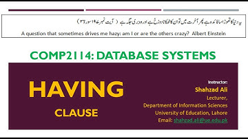 SQL Statements - HAVING Clause in MySQL by Shahzad Ali