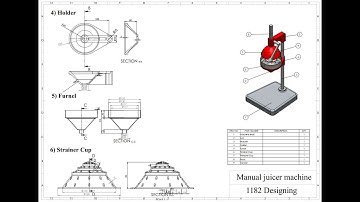 Juicer machine (Mechanical citrus juicer) parts design in Solidworks (part 2)