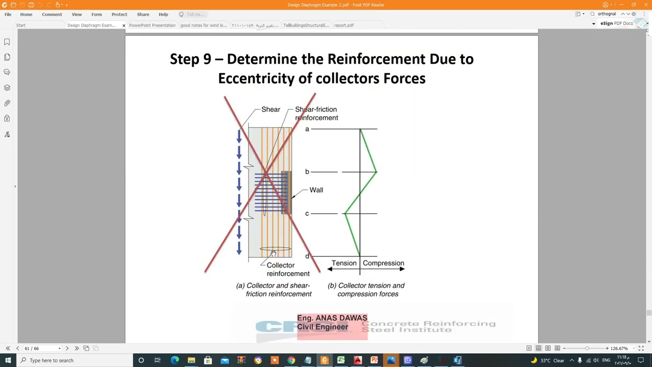 Design Reinforced Concrete Diaphragm (8) as per ACI 318 Code Recorded