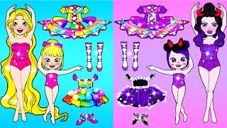 Paper Dolls Dress Up - Angel Rapunzel VS Vampire Raquelle Ballet - Barbie Contest Handmade