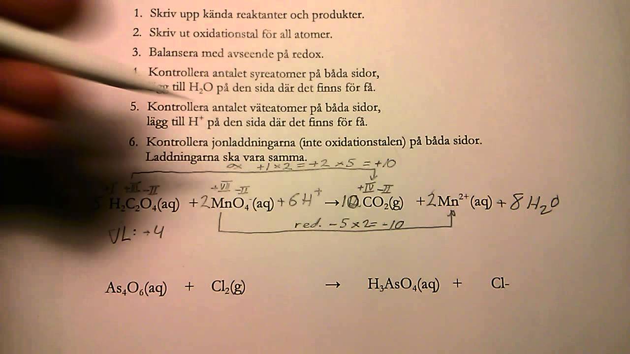 Arvids redox - redoxbalansering i sur lösning 2 - YouTube