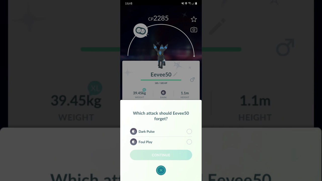 Ultra league - Level 50 Shiny Umbreon learning Last Resort (Pokemon go)