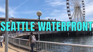 Seattle Waterfront and Piers 59, 58, 55, 54 in Seattle, Washington | Virtual Walking Tour | 1080P