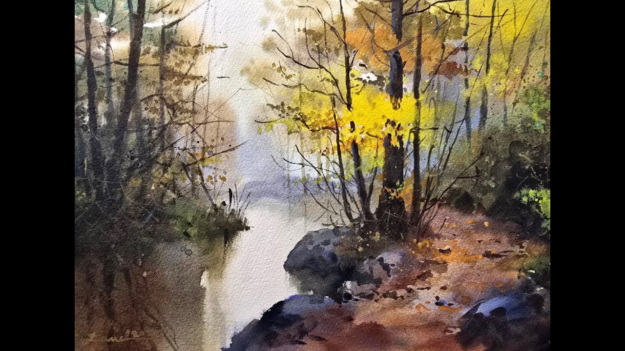How to Paint a Moody Forest Landscape in watercolor