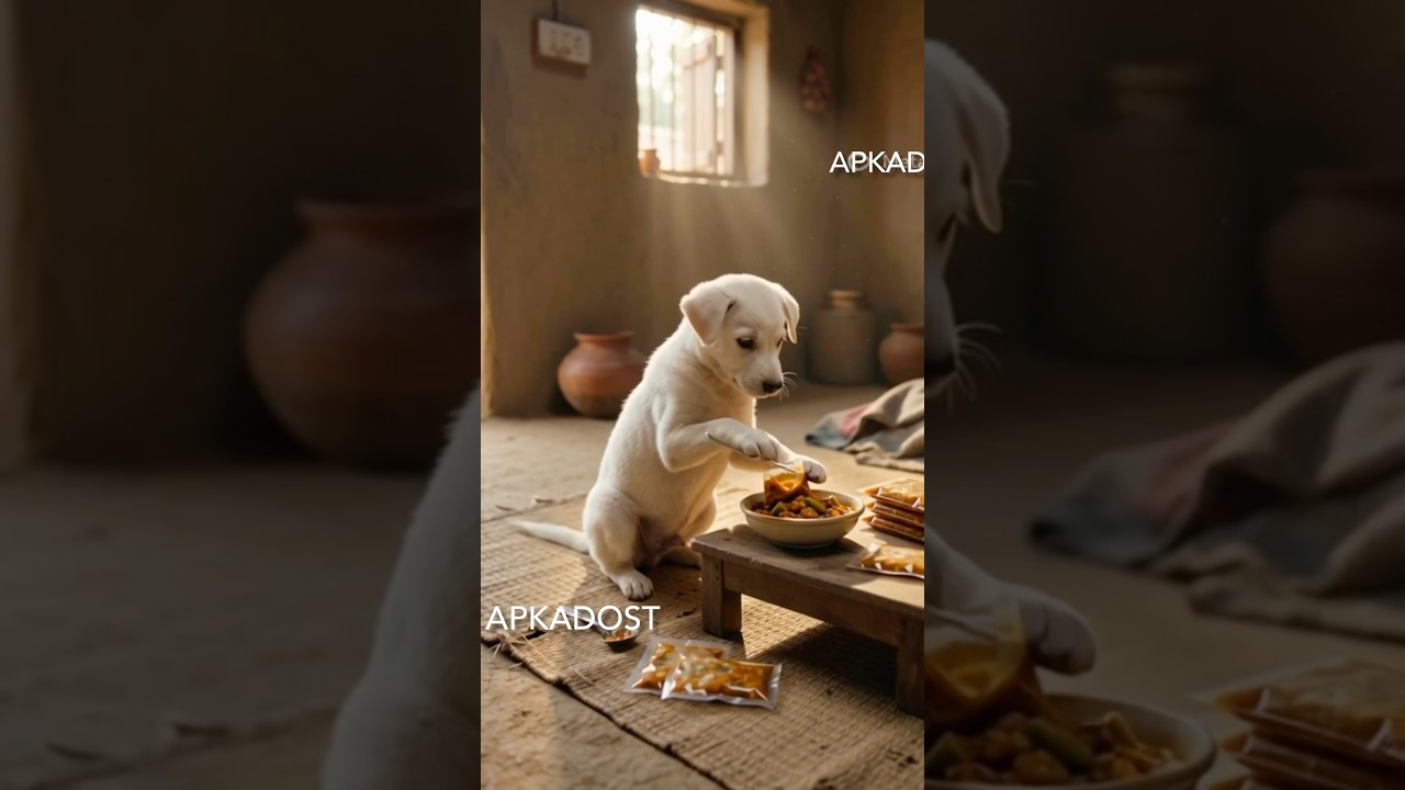 Poor puppy didn’t have money for food, puppy is doing hard work for poor people 