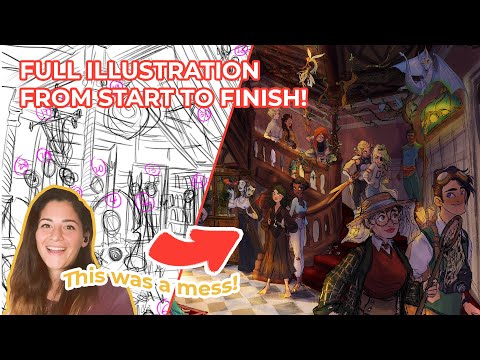 How to cope with a full illustration with A TON of characters | Step by Step