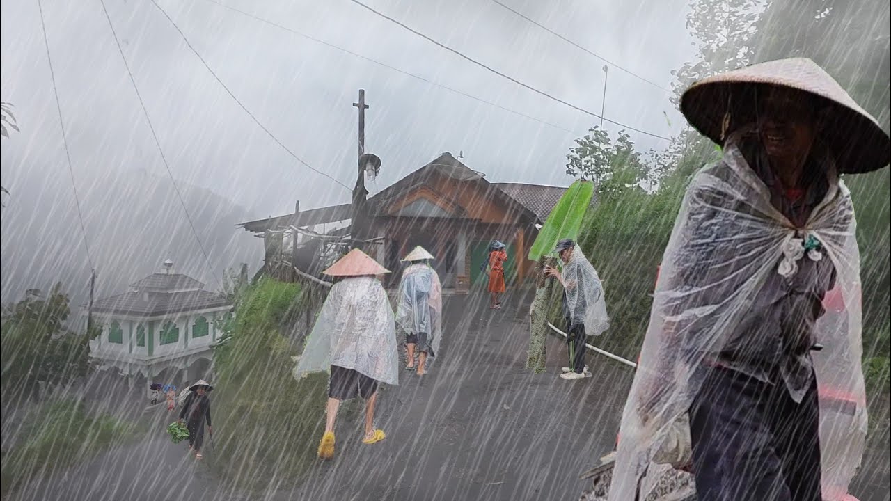 Walking in Heavy Rain and Strong Winds non Stop | Heavy Rain hit ...
